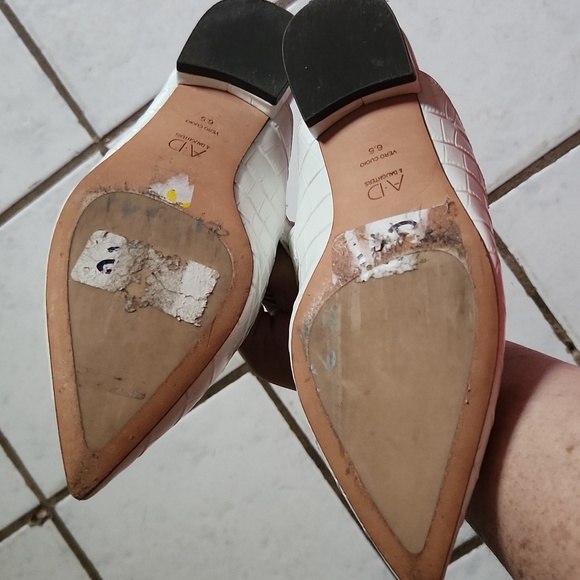 AD & Daughters Shoes 6.5 Jemma Croc White Leather Flat Pointed Slip On Mule - Picture 7 of 11